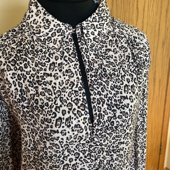 🖤 Free People Leopard Print Blouse Tan and Black Small NWOT - Picture 2 of 11